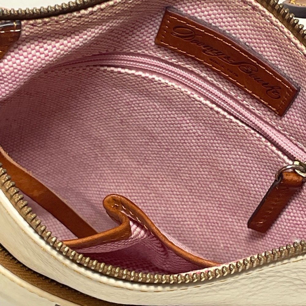 Dooney & Bourke Cream and Brown Leather Small Letter Carrier Shoulder Bag EUC - Picture 10 of 16